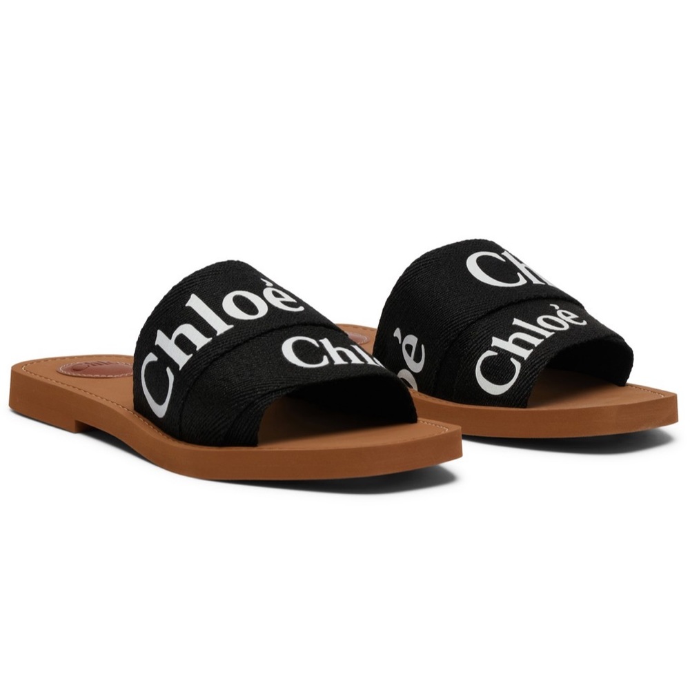Chloe Woody Logo Slide Sandals Black Size 35 EU / 5 US NIB - Picture 7 of 10
